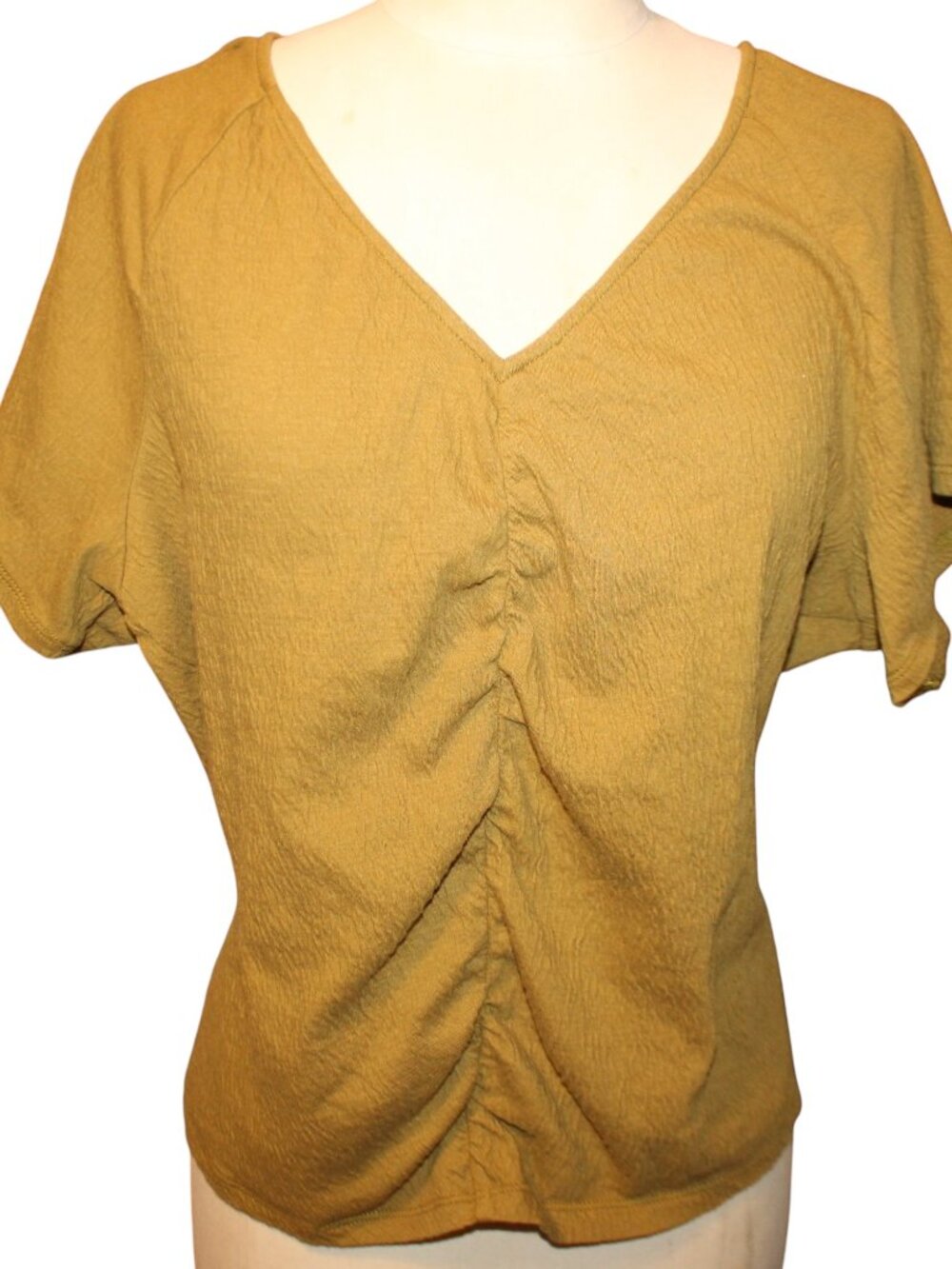 NWT MADEWELL Knit Lightspun Ruched-Front Crop Top in the color Spiced Olive - Picture 2 of 9